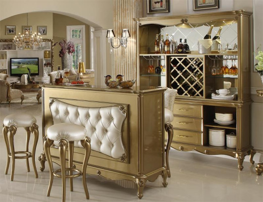 Moderne Barganitur Designer Chesterfield Bartisch mit 2x Barhocker Komplettes Set 3 tlg.