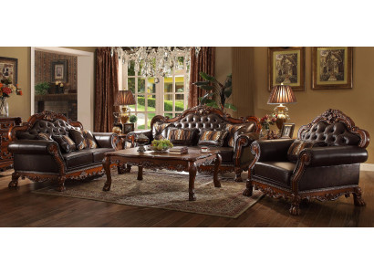 Luxus Chesterfield Sofagarnitur 3+2+1 Sitzer mit Couchtisch Möbel Couch Sofa Neu