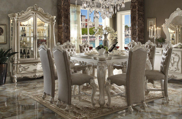 Graues Esszimmer Set Vitrine Esstisch Garnitur 8x Stühle Tisch Gruppe 10tlg. Set