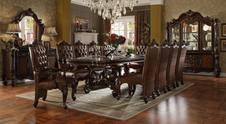 Klassische Barock Esszimmergarnitur Luxurs Esstisch Chesterfield Stühle 14tlg Set