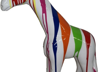 Skulptur Abstrakte Design Statue Bunte Figuren Handbemalt Dekoration Giraffe Neu