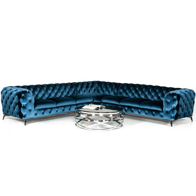 Samt Eck Luxus Chesterfield Sofa Polster Ecke Couchen Sitz Couch Sofas