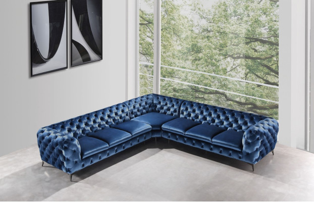 Samt Eck Luxus Chesterfield Sofa Polster Ecke Couchen Sitz Couch Sofas