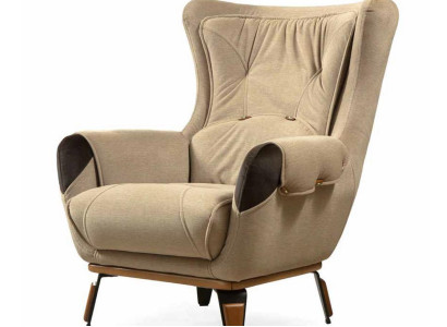 Sessel Sitz Klassisch Fernseh Wohnzimmer Polster Einsitzer Stoff Beige