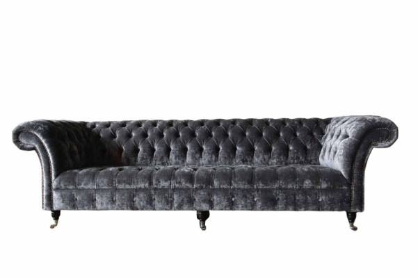 Viersitzer Sofa 4 Sitzer Sofas Textil Modern Design Stoff Polyester Grau