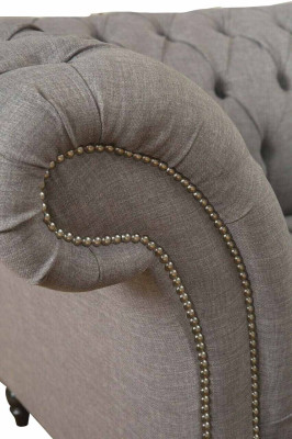 Chesterfield 3 Sitzer Polster Couch Sofa Couchen Textil Modern Stil Grau