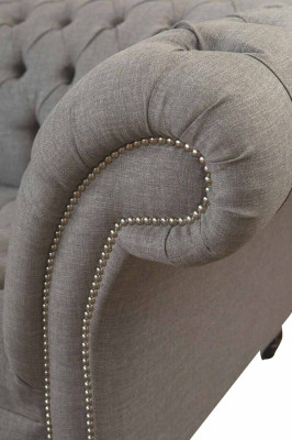 Chesterfield 3 Sitzer Polster Couch Sofa Couchen Textil Modern Stil Grau