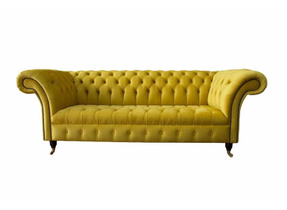 Chesterfield 3 Sitzer Polster Couch Stil Couchen Textil Stoff Sofa Neu