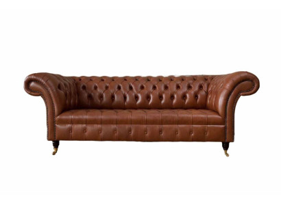 Chesterfield Sofa 3 Sitzer Braun Modern Polster Leder Wohnzimmer Design