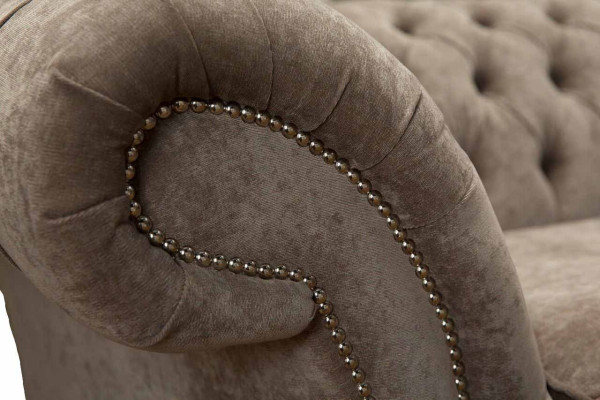 Dreisitzer Chesterfield Sofa 3 Sitz Sofas Grau Stoff Wohnzimmer Luxus