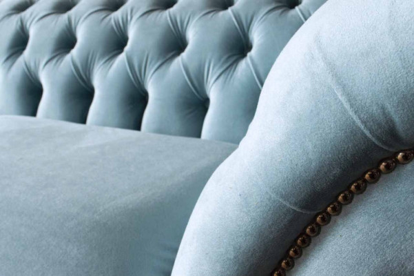 Chesterfield 3 Sitzer Polster Couch Sofa Textil Modern Stil Stoff Neu