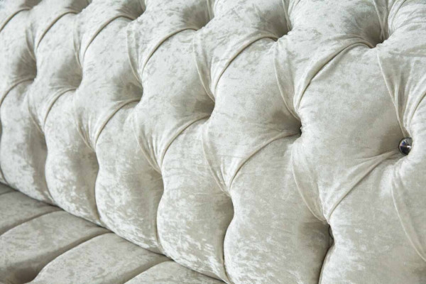 Dreisitzer Weiß Stoff Wohnzimmer Design Couchen Sofa Chesterfield Couch