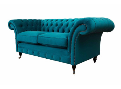 Chesterfield 2 Sitzer Couch Polster Sitz Textil Stoff Couchen Sofa Neu