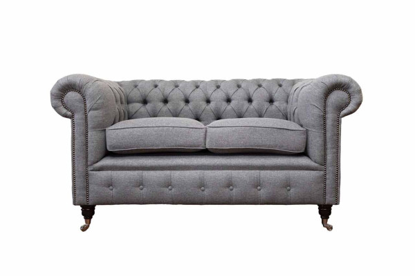 Chesterfield Büro Sitzmöbel Einrichtung Sofa Couch 2 Sitz Textil Graue