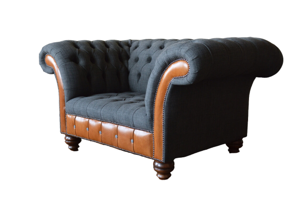 Sessel 1 Sitzer Sofa Polster Design Luxus Stoffsofas Chesterfield Textil