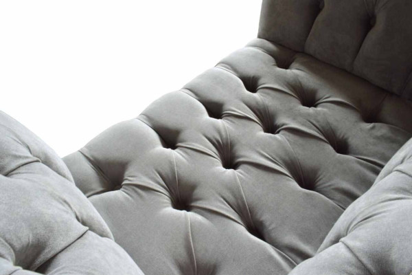 Graue Chesterfield Ohrensessel Grau Sessel Couch Stoffsofa Wohnzimmer