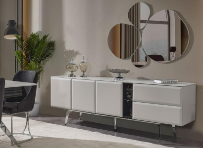 Sideboard mit Spiegel Kommode Weiß Konsoletisch Tisch Modern Holz Set