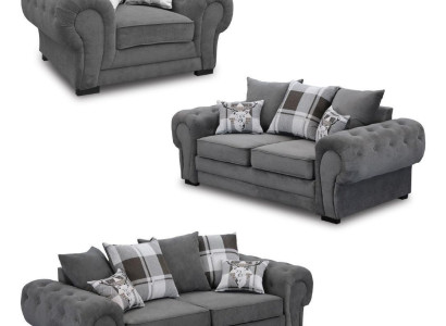 Sofagarnitur 3+2+1 Chesterfield-Möbel Wohnzimmer Textil im italienischen Stil