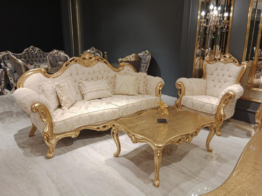 Sofagarnitur 3+3+1 Sitzer Chesterfield Barock Stil Garnitur Set 3tlg. Sofa 
