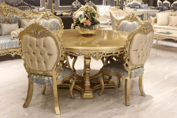 Esszimmer set 4 Stühle Set Esszimmer Designer Holz Stuhl Garnitur Rund Tisch Neu
