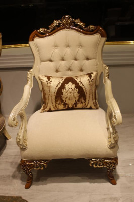 Exklusive Wohnzimmer Möbel luxuriösen Sessel bequemen Sessel Beige Neu
