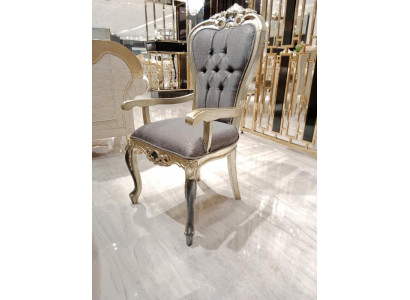 Exklusiver Chesterfield Esszimmer Stuhl Gemütlicher Stuhl Holz Textil Esszimmer Stühle