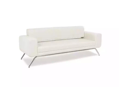 Weißer Dreisitzer Luxus Edelstahlfüße Textilmöbel Büro Couch Modern
