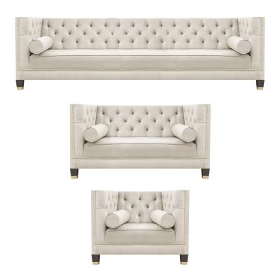 Polster Wohnzimmer Garnitur Designer Sofagarnitur Luxus Textil Sessel Neu