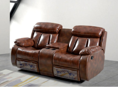 Sofa 2 Sitzer Couch Polster Designer Relax Funktion Wohnzimmer Braun Neu