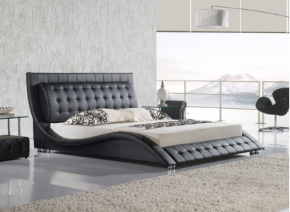 Bett Doppelbett Schwarz Polsterbett Schlafzimmer Modern 180x200