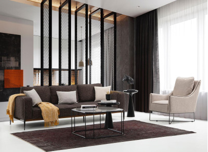 Sofagarnitur 2 Sitzer Sessel Zweisitzer Grau Stoff Sofas Modern Design