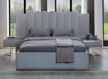 Weißes Schlafzimmer Set Bett Nachttische Holzgestell Doppelbett 3tlg