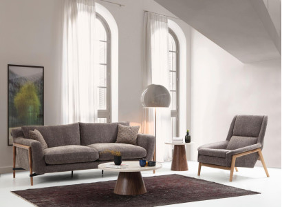 Sofas Sofagarnitur 4 Sitzer Sessel Viersitzer Stoff Wohnzimmer Grau 