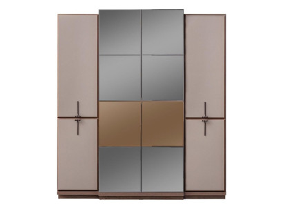 Beiger Schlafzimmerschrank Designer Holz Kleiderschrank Glasschrank Neu