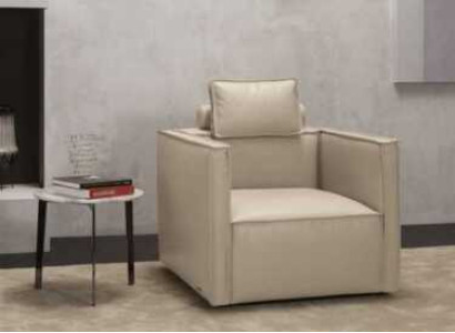Sessel Einsitzer 1 Sitzer Polster Sitz Designer Textil Sitz Leder Modern Grau