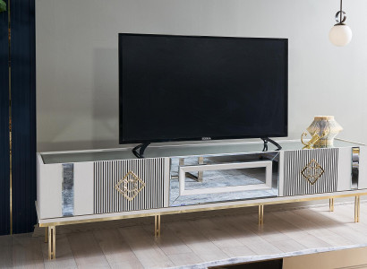 Sideboard RTV Lowboard TV Ständer Holz Weiß Wohnzimmer Tisch Schrank