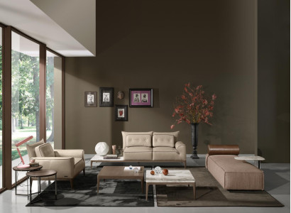  Luxus Garnitur Sofagarnitur 2+1 Sitz Sofa Sofas Sessel Leder 2tlg. PRIANERA