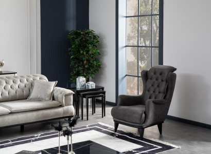 Sessel Design Couch Kunstleder Lounge Polster Sitzer Luxus Grau Neu