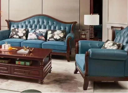 Chesterfield Klassische Ledergarnitur Barock Rokoko Sofagarnitur 3+1