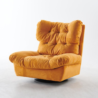 Design Sessel Drehbarer 1-Sitzer Gelb Gepolstert Ohren Polsterung 1er