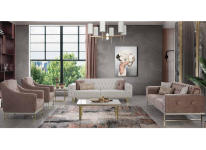 Sofagarnitur Designer Chesterfield Sofa Luxuriöse Sessel Couchtisch 6tlg