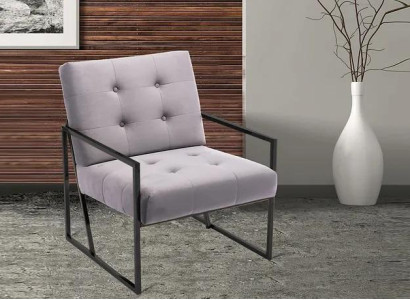  Wohnzimmer Sessel Lila Farbe Metallbeine Textil 1-sitzer Chesterfield
