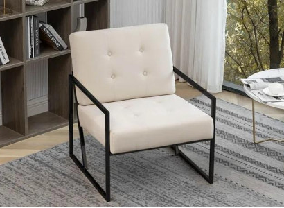  Beiger Textilsessel Wohnzimmer 1-Sitzer Relax Metallbeine Esszimmer