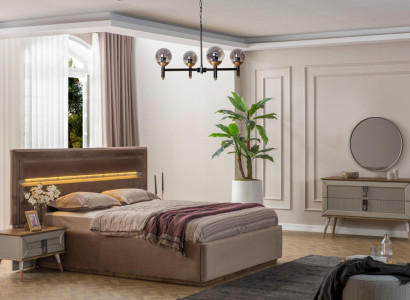  Beige Schlafzimmer Luxus Möbel Designer Doppelbett 2x Nachttische 5tlg