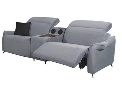  Graues Polster Sofa Designer 3-Sitzer Dreisitzer Mit Musikanlage Modern