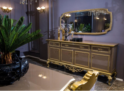 Sideboard mit Spiegel Anrichte Barock Rokoko Schrank Möbel Kommoden Luxus