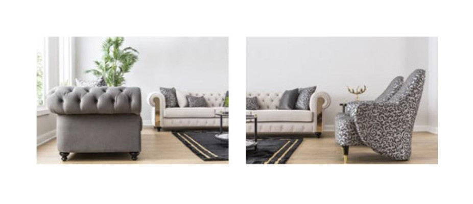 Luxus Wohnzimmer Sofa 3 Sitz Dreisitzer Grau Chesterfield Klassische Couchen