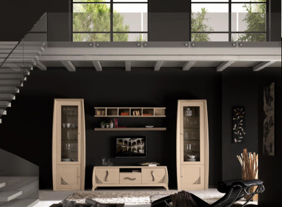 Wohnwände Set Vitrine TV Kommode Wandregale Kommoden Schrank Holz Möbel 5 tlg.