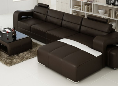 Couch Polster Garnitur Wohnlandschaft Design Ecksofa Leder Neu L Form