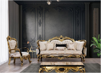 Sofagarnitur Klassische Luxus Sofas Sessel Wohnzimmer set 3+1 Sitz Chesterfield